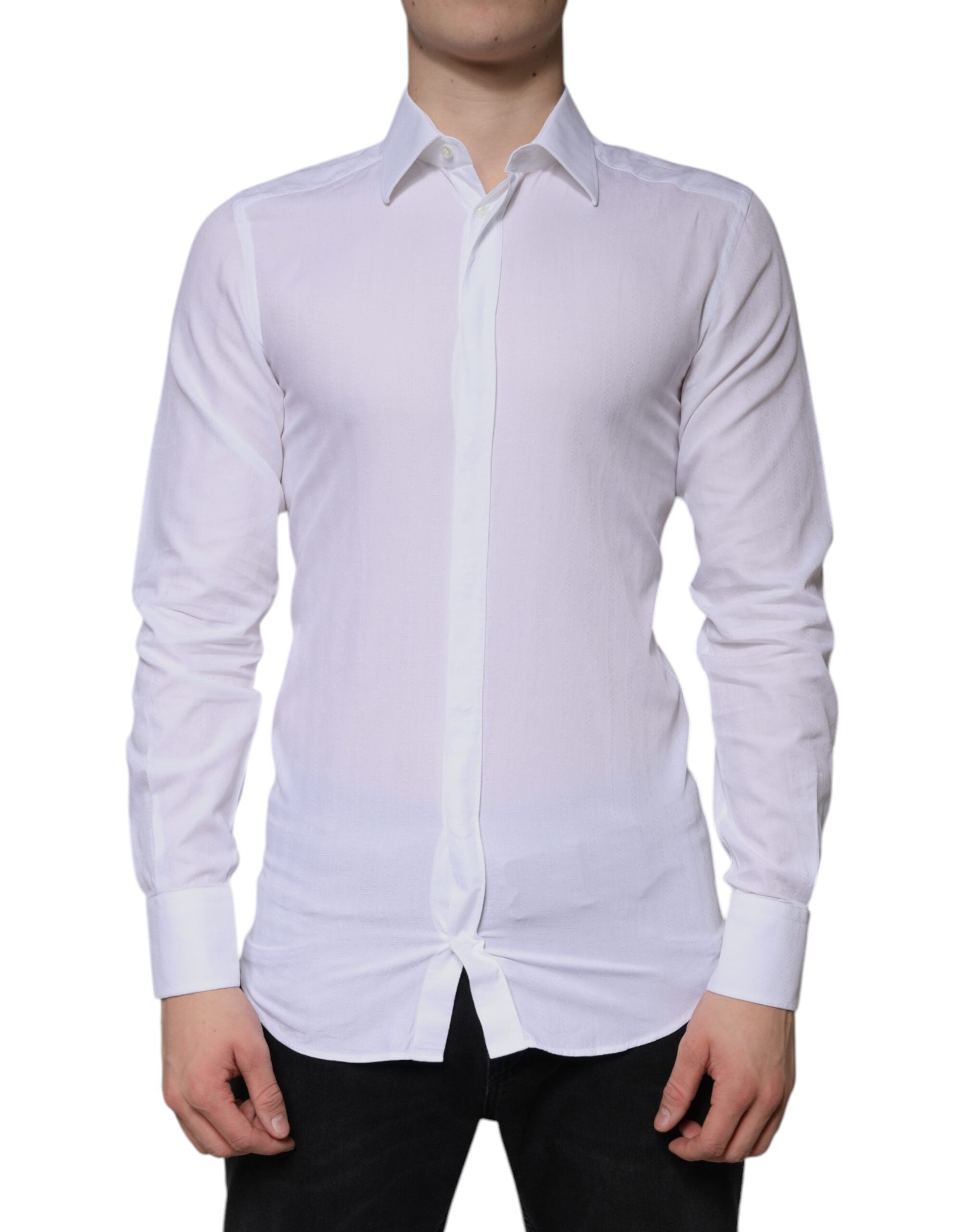 Dolce & Gabbana White formal men's shirt GOLD made of cotton